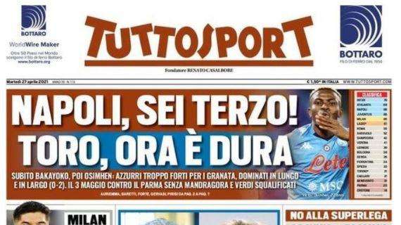  Tuttosport: "Napoli, sei terzo. Toro, ora è dura"