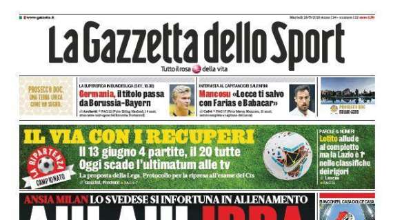 La Gazzetta dello Sport: "Milan, Ahi ahi Ibra"