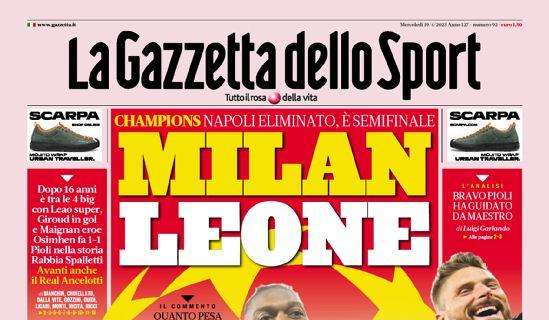 La prima pagina de La Gazzetta dello Sport sui rossoneri avanti in Europa: "Milan leone"