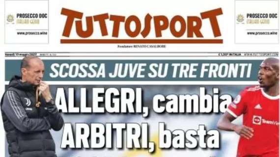Tuttosport apre con "la scossa Juve su tre fronti": "Allegri, arbitri e Pogba"