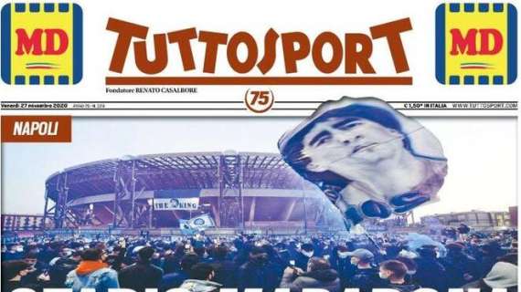 La doppia apertura di Tuttosport: "Stadio Maradona" e "Ciao Diego"