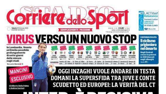 Corriere dello Sport in apertura: "Mancini: 'Inter, è decisiva'"