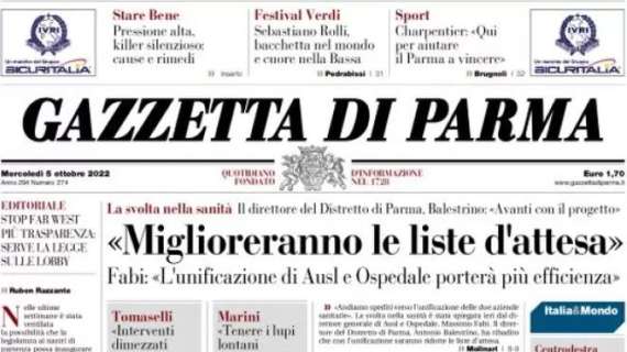 La Gazzetta di Parma apre con le parole di Charpentier: "Qui per aiutare a vincere"