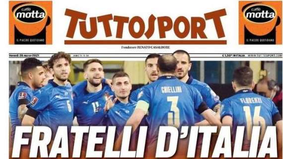 Tuttosport in apertura sugli Azzurri: "Fratelli d'Italia"