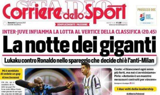 Il Corriere dello Sport e la sfida Lukaku-Cristiano Ronaldo: "La notte dei giganti"