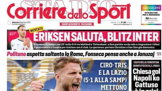 L'apertura del Corriere dello Sport sulla Lazio: "Fa paura!"