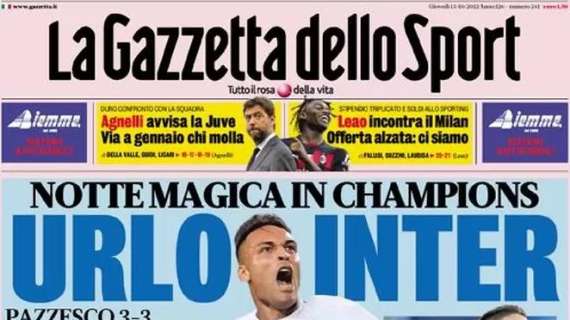 La Gazzetta dello Sport sulla notte di Champions League: “Urlo Inter”