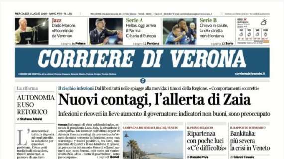 Corriere di Verona: "Hellas, oggi arriva il Parma. C'è aria d'Europa"