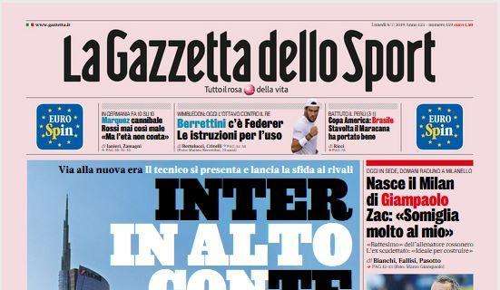 La Gazzetta dello Sport titola: "Inter, in alto ConTe"