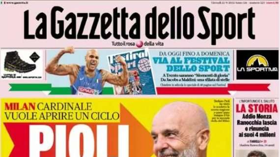 La Gazzetta dello Sport in prima pagina odierna sul Milan: "Pioli rinnova"