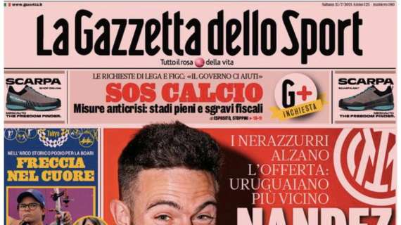 L'apertura de La Gazzetta dello Sport: "Nandez, ruggito Inter"
