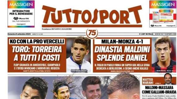 Tuttosport: "La Juventus chiama Cavani. Milan, splende Daniel Maldini"