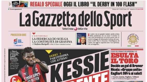 La Gazzetta dello Sport sul derby: "Kessie il presidente, Lukaku il capo"