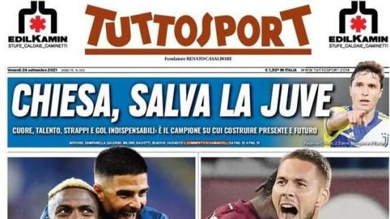 Tuttosport in apertura: "Scappa Napoli" e "Grande Toro"
