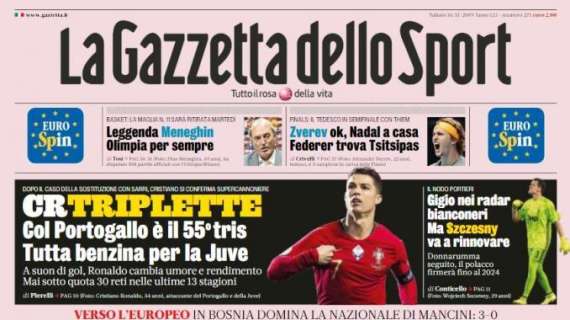 La Gazzetta dello Sport in apertura: "Filotto d'Italia"