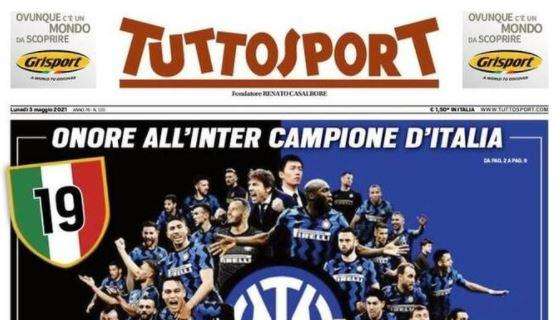 Tuttosport sull'Inter: "I più forti!". E sul Torino: "Vinci per gli eroi di Superga"