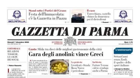 La Gazzetta di Parma apre sull'eliminazione dei crociati in Coppa Italia: "Che peccato"