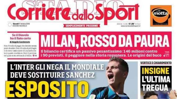 Corriere dello Sport: "Esposito, l'Italia si piega"