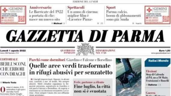 La Gazzetta di Parma in prima pagina: "Parma calcio, boom di abbonamenti. Sono già 5000"