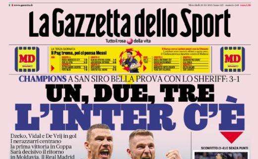 La Gazzetta dello Sport dopo il 3-1 allo Sheriff: "Un, due, tre l'Inter c'è"