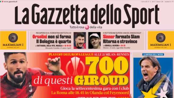 La prima pagina de La Gazzetta dello Sport apre sulla Champions: "Fanta Lazio"