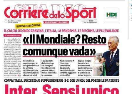 L'apertura del Corriere dello Sport: "Inter, Sensi unico"