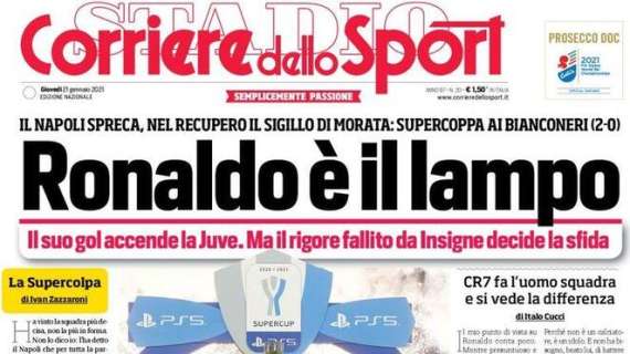 L'apertura del Corriere dello Sport su Juve-Napoli: "Ronaldo è il lampo"