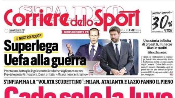 L'apertura del Corriere dello Sport: "Superlega, UEFA alla guerra"