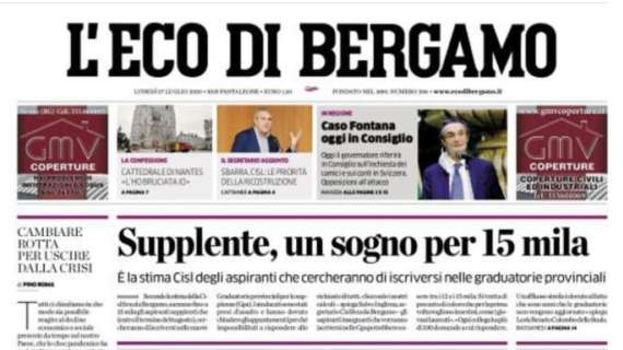 L'Eco di Bergamo: "Una poltrona per tre: Inter, Atalanta e Lazio per il 2° posto"