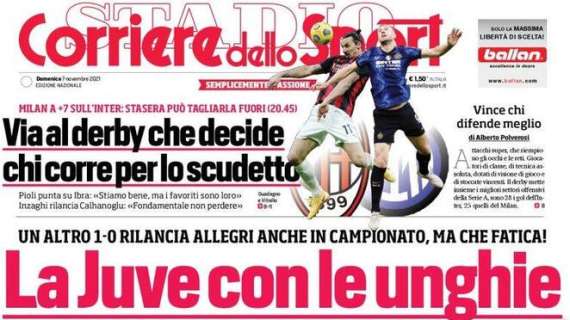 Corriere dello Sport in apertura: "La Juve con le unghie"