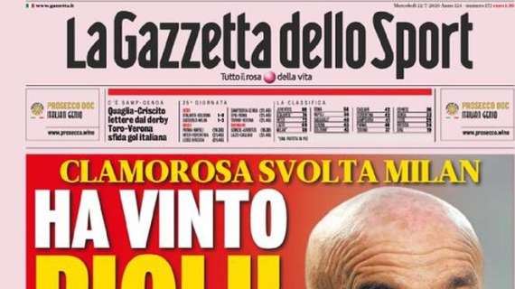 La Gazzetta dello Sport in apertura sul Milan: "Ha vinto Pioli! (E anche Ibra...)"