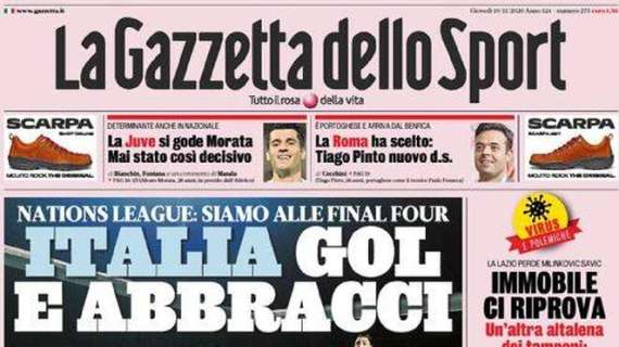 La Gazzetta dello Sport: "Italia, gol e abbracci"