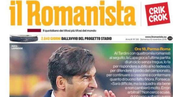 Il Romanista carica i giallorossi contro il Parma: "Daje Roma"
