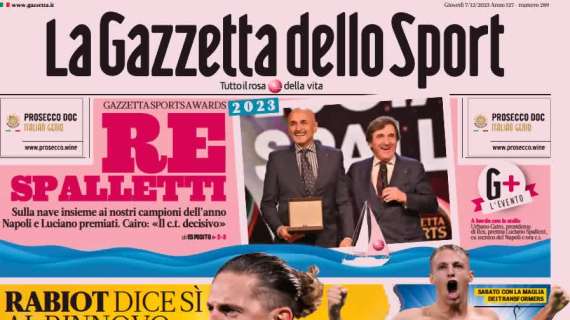 La prima pagina de La Gazzetta dello Sport apre su Rabiot: "Juve, resto qui"