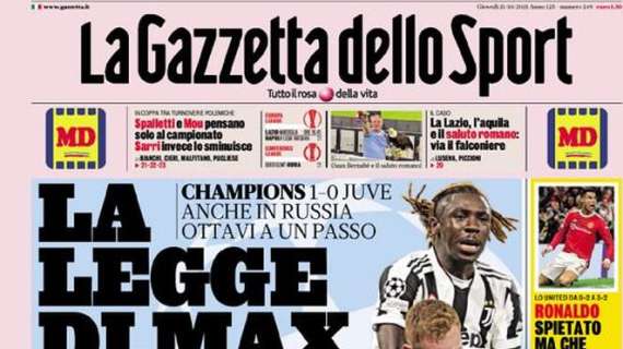 La Gazzetta dello Sport dopo la vittoria della Juventus: “La legge di Max”