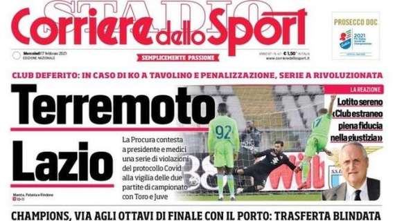 L'apertura del Corriere dello Sport: "Qui si vede la Juve". Stasera la sfida al Porto