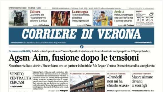 Corriere di Verona: "Hellas, un pari che sa di beffa ma il punto è pesante"