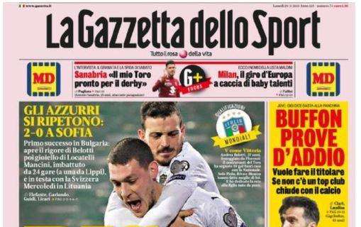 La Gazzetta dello Sport dopo il 2-0 alla Bulgaria: "Bis Italia"