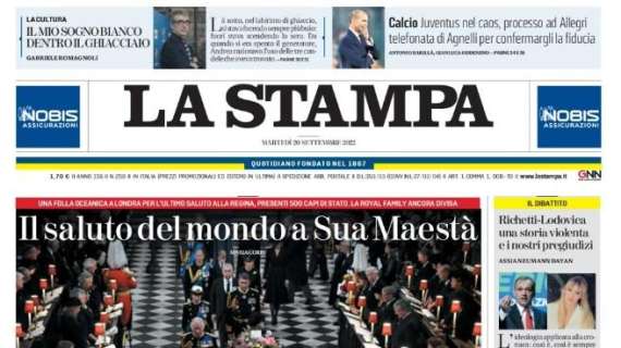 L'apertura odierna de La Stampa sulla Juventus: "Nel caos. Processo ad Allegri"