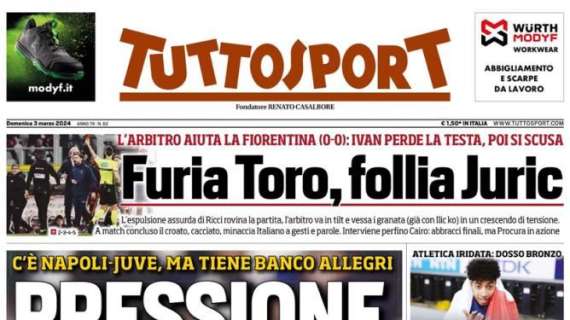 Tuttosport in apertura su Napoli-Juventus: "Pressione Maxima"