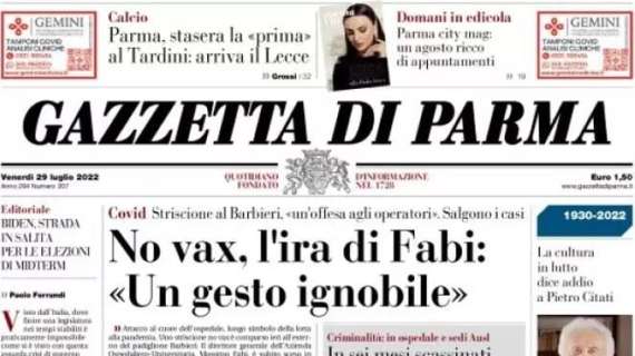 Gazzetta di Parma: "Stasera la 'prima' al Tardini: arriva il Lecce"