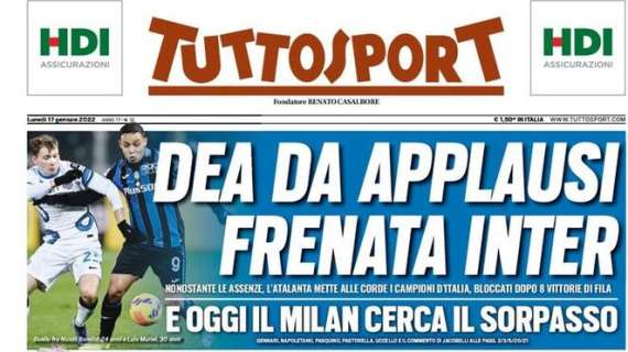 L'apertura di Tuttosport: "Dea da applausi, frenata Inter"