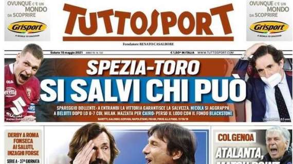 Tuttosport sul derby d'Italia: "La Juve nella mani di Conte"