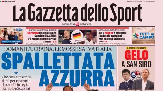 La prima pagina de La Gazzetta dello Sport apre sull'Italia: "Spallettata azzurra"
