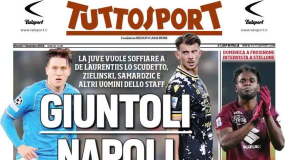 Tuttosport in prima pagina sulle mosse dei bianconeri: "Giuntoli, Napoli, 4 partite"