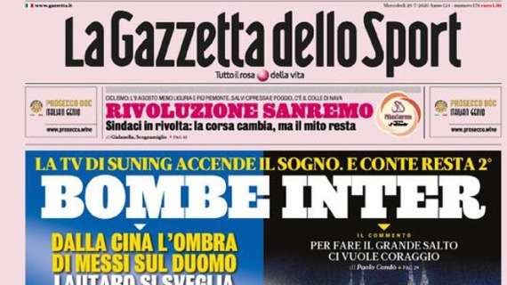 La Gazzetta dello Sport su Lautaro e Messi: "Bombe Inter"