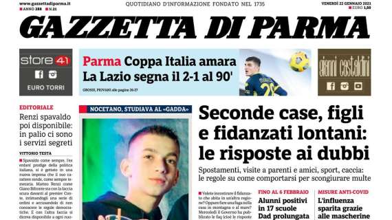 Gazzetta di Parma: "Coppa Italia amara. La Lazio segna il 2-1 al 90'"