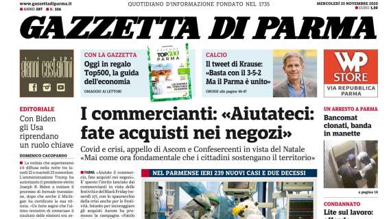 Gazzetta di Parma: "Il tweet di Krause: 'Basta 3-5-2, ma il Parma è unito'