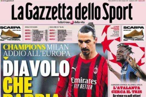 L'apertura de La Gazzetta dello Sport sul Milan: "Diavolo che rabbia"