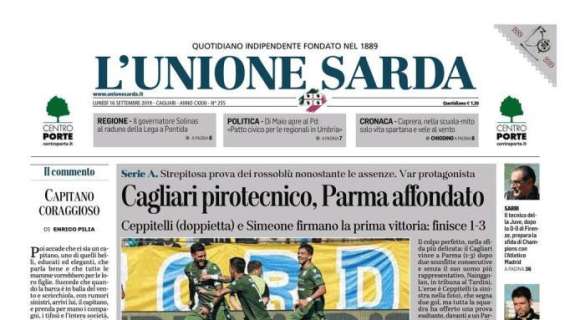 L'Unione Sarda: "Cagliari pirotecnico, Parma affondato"